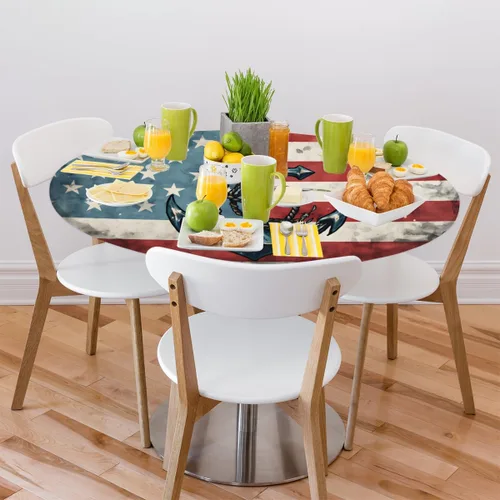Miniatura 7 de Pardick Ship Tools - Mantel redondo ajustable con borde elástico de 36 a 42 pulgadas, mantel circular, impermeable, lavable, redondo y elástico