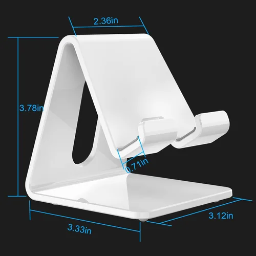 Miniatura 4 de Crpich Soporte acrílico para teléfono celular, soporte portátil para teléfono, soporte de teléfono blanco para escritorio, compatible con Phone16 15