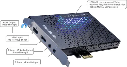 Miniatura 3 de AVerMedia Live Gamer HD 2 - Tarjeta interna de captura de juegos, HDMI y 0.138 in, latencia ultra baja, tecnología de transmisión sin comprimir