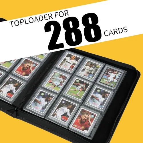 Miniatura 5 de Carpeta Toploader rígida, fundas rígidas con 9 bolsillos para 288 tarjetas. Carpeta de tarjetas con fundas para rígidas "3 × 4", tarjetero (negro)