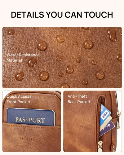 Miniatura 11 de Telena Riñonera pequeña para mujer, de cuero, cangureras, bolsa de pecho para mujer