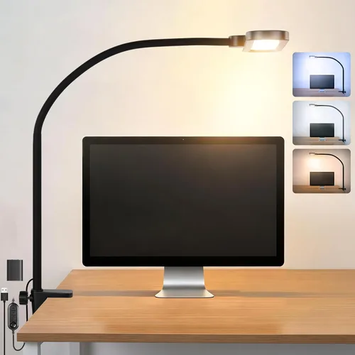 NEEWER Entry Level Version 10W Desktop LED Lamp with Clamp, Color Edge Lit Flexible Monitor Clip Light, 5 Color Modes, Eye Friendly Dimmable for