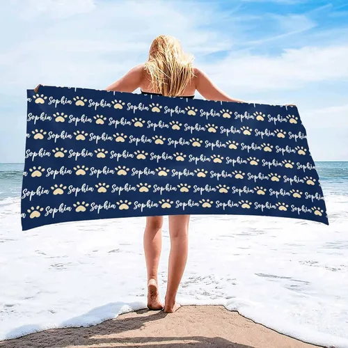 Miniatura 9 de InterestPrint Toalla de playa personalizada para mujeres y hombres, hojas tropicales, naranja, toallas de playa personalizadas con nombres, manta