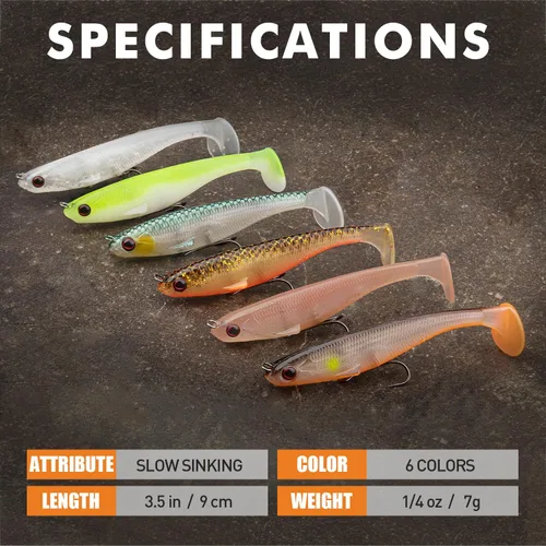 Miniatura 5 de TRUSCEND Shadtale Easy Catch Soft Fishing Lures with BKK Hooks - Trembly Sinking and Vibrating Swim for More Bites, Pre-Rigged Swimbaits for Bass