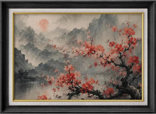 Miniatura 108 de MUDECOR Lienzo enmarcado prémium para pared, pinos nevados en bosque de invierno, ilustraciones modernas, arte contemporáneo, escénico, divertido