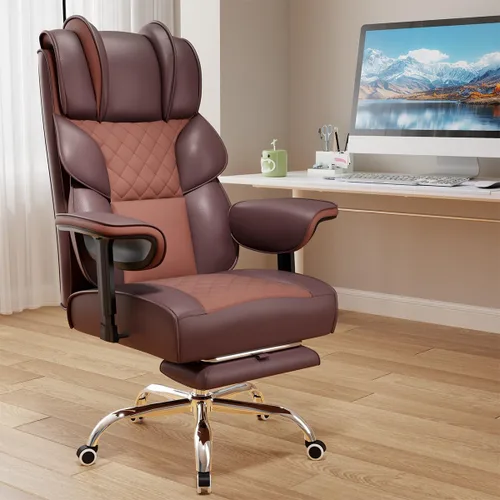 Miniatura 9 de Silla de oficina grande y alta, silla de juegos ancha resistente con tela de algodón con reposapiés, respaldo reclinable de doble capa de 150°