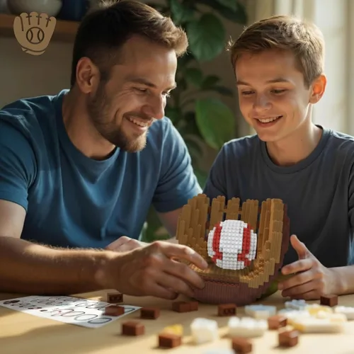 Miniatura 6 de Juego de bloques de construcción 3D de béisbol, pelota y guantes, juguete educativo, perfecto para edades de 14, 15, 16 años en adelante