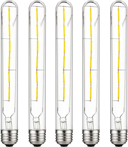 Paquete de 5 bombillas de tubo T8/LED/FS/5W/E26/22K T8, estilo Edison regulable, bombilla de repuesto de filamento LED, luz ámbar de 2200 K, 5 W