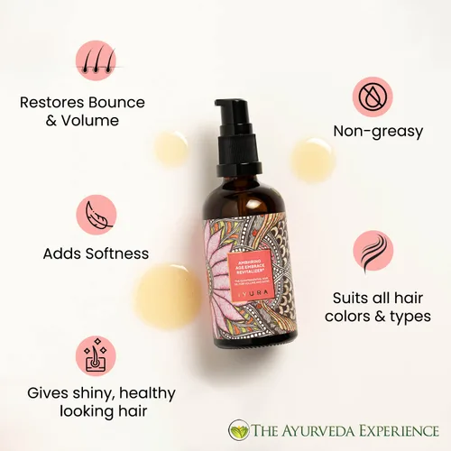 Miniatura 2 de The Ayurveda Experience iYURA Ambhring Age Embrace Revitalizer and Hair Oil - Hidratante capilar profesional para cabello con volumen, brillante