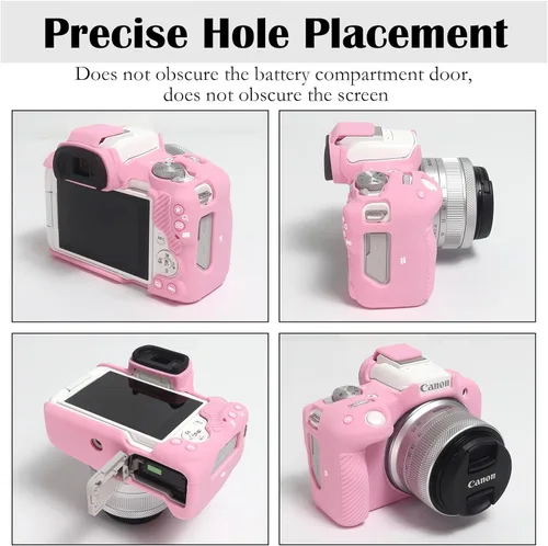 Miniatura 2 de Easy Hood Funda para cámara R50, botones marcados Funda protectora para cámara Canon EOS R50 sin espejo, funda de silicona suave, funda de piel Rosa