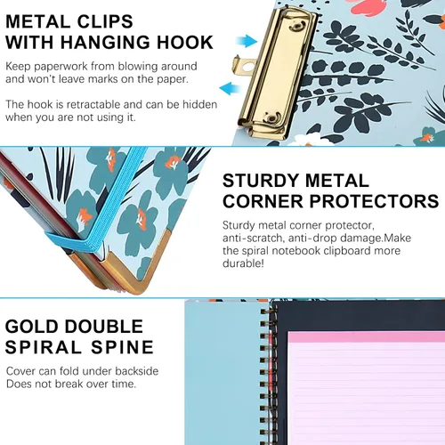 Miniatura 3 de HWPRATO Portapapeles en espiral con bloc de notas, portapapeles con almacenamiento para enfermería, clip, carpeta para trabajo, oficina, enfermeras