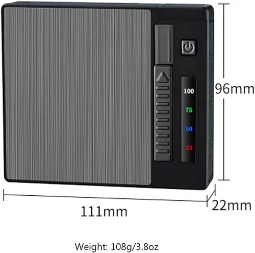 Miniatura 9 de Ambrogio.L 20 cigarrillos regulares caso/caja con encendedor de arco a prueba de viento con pantalla de alimentación USB recargable, sin llama, a