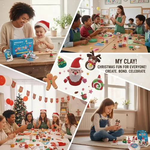Miniatura 3 de Arcilla seca al aire para niños, 12 arcilla para modelar de Navidad, kit de arcilla mágica con herramientas y tutoriales, suave y antiadherente, Kit
