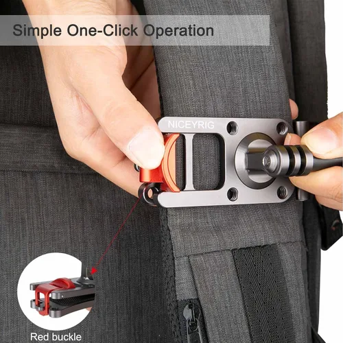 Miniatura 4 de NICEYRIG Correa de mochila de aluminio para GoPro Hero 11/10/9/8/7, DJI OSMO Action 3 [Versión mejorada] con abrazadera de rango amplio de 3mm