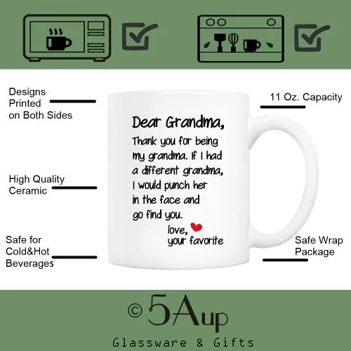 Miniatura 3 de 5Aup Taza de Café Divertida de la Abuela para el Día de la Madre, Regalos de Navidad del Nieto y la Nieta, Querida Abuela, Gracias por Ser... Ama