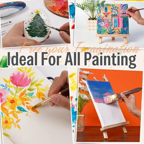 Miniatura 6 de Nicpro Juego de 36 pinceles de pintura, pinceles profesionales con espátula y rollo de tela, adecuado para pintura acrílica, óleo, acuarela