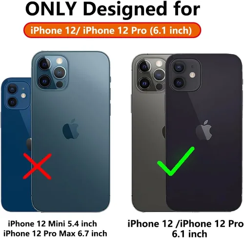 Miniatura 2 de Funda para iPhone 12, con protector de pantalla y funda para cámara, [grado militar] de 16 pies. Funda protectora a prueba de caídas con soporte Azul