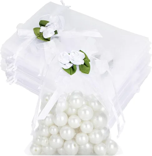 Miniatura 9 de joycraft Bolsas de organza de 4 x 6 pulgadas con lazo, 30 bolsas negras para recuerdos de fiesta, bolsas de joyería con cordón, bolsas de malla