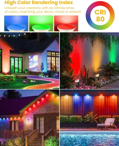 Miniatura 3 de 7 PANDAS Paquete de 4 bombillas LED para exteriores PAR38 E26 5CCT RGBCW 12W 950LM 110V no regulables, equivalente a halógeno de 90 W, Halloween