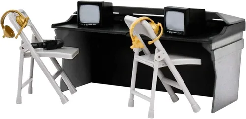 Miniatura 2 de Mesa de Comentarista Negra y Gris para Figuras de Acción de Lucha Libre