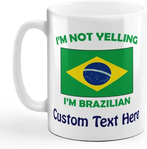 Miniatura 7 de Taza de té de cerámica con texto en inglés "I'M Not Yelling I Am Brazilian Brazil Brazil Brazilans Coffee Tea Cup Holiday Christmas Hanukkah Gift