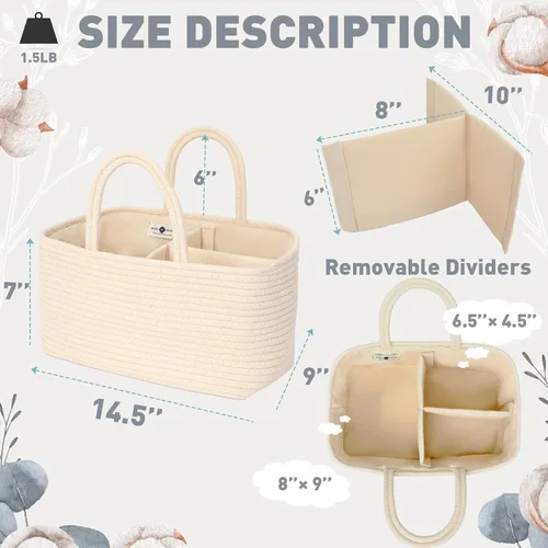 Miniatura 3 de Miss Fong Organizador de pañales - Organizador portátil con separadores extraíbles, cesta de viaje y (crema)