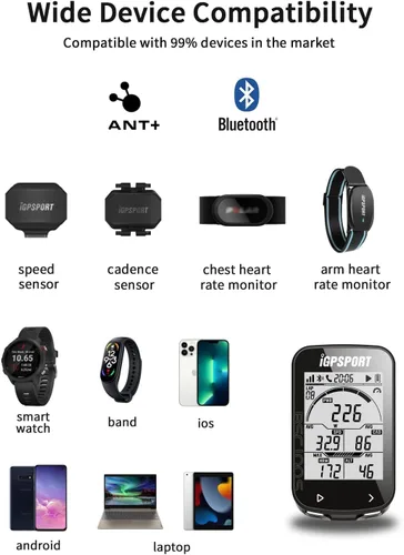 Miniatura 5 de Computadora de bicicleta GPS inalámbrico, velocímetro de bicicleta con retroiluminación automática de pantalla enorme de 2.6 pulgadas, computadora