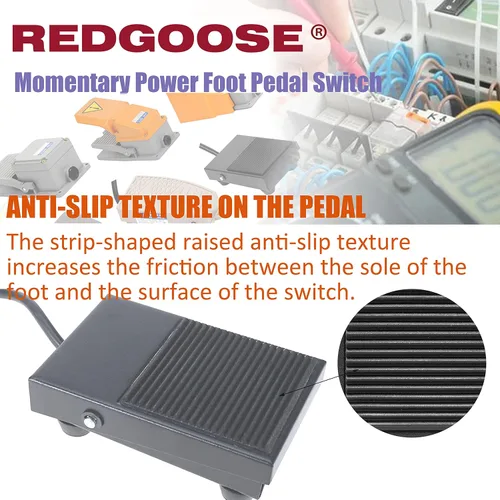Miniatura 4 de Interruptor de pedal de pie de potencia momentánea 250VCA 10A SPDT 1NO1NC Interruptor de pie resistente con cable de 6 pies, color negro