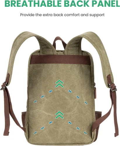 Miniatura 5 de Modoker Mochila vintage ecológica para hombres y mujeres, mochila de lona que se adapta a la mayoría de computadoras y tabletas de 15.6 pulgadas