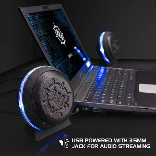 Miniatura 5 de ENHANCE Altavoces USB SL2 para el aula, sistema de sonido estéreo 2.0, entrada de 0.138 in, control de volumen en línea, compactos para escritorios