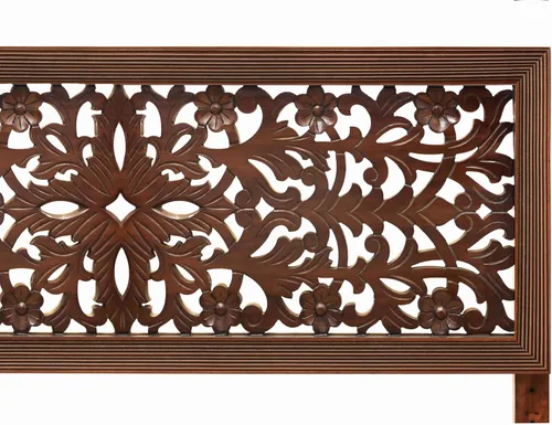 Miniatura 6 de COTTON CRAFT Cabecero de madera maciza resistente, compatible con todos los marcos de cama, diseño intrincado tallado a mano de Rajasthan - Marrón