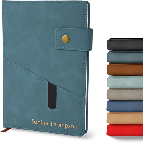 Miniatura 11 de Promot Cuaderno Personalizado - Diario en Cuero A5 con Páginas Rayadas para Hombres y Mujeres - Cuaderno Ejecutivo de Tapa Dura, Diario Diario