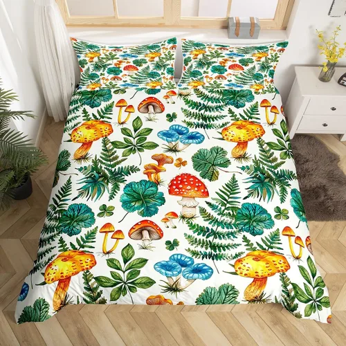 Miniatura 9 de Funda de edredón de hongos salvajes, acuarela, decoración de plantas naturales para exteriores, juegos de ropa de cama para niños, adolescentes
