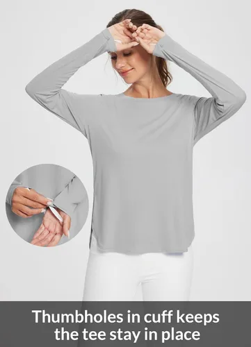Miniatura 46 de BALEAF - Camisetas de sol de manga larga para mujer, con FPU 50+, para senderismo, ligeras, de secado rápido, protección contra rayos ultravioleta