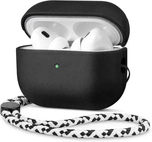 Miniatura 27 de Maogoam Funda de cuero genuino para AirPods Pro 2, botón de sincronización, diseño de clip en D con cordón de mano, funda de cuero encerado