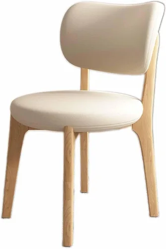 Miniatura 49 de Juego de sillas de comedor de madera modernas con respaldo curvado, sillas de cocina tapizadas con marco de madera, sillas laterales sin brazos