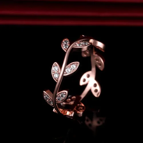 Miniatura 5 de Taoqiao Anillo de compromiso de plata de ley 925 con circonita cúbica curvada de ramas de olivo para mujer