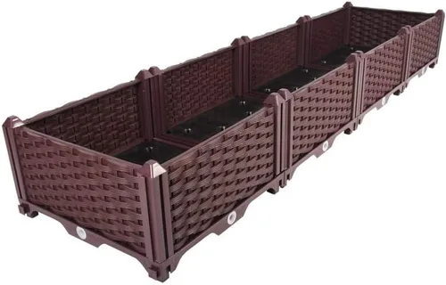 Miniatura 40 de BAOYOUNI - Juego de jardinera cuadrado para jardín elevado, maceta de plástico, caja de cultivo para verduras, hierbas, flores y plantas suculentas