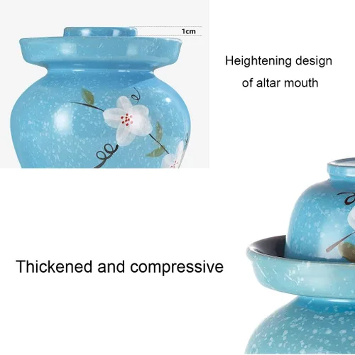 Miniatura 3 de Tarro de encurtido de porcelana china tradicional grande, olla de fermentación de cerámica natural para decapado, tarro de fermentación con sello