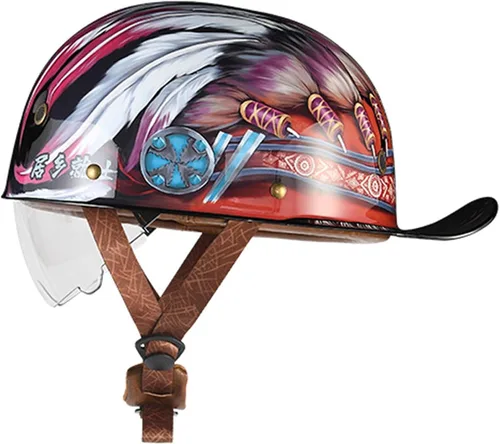 Miniatura 9 de Medio casco de motocicleta vintage, casco de béisbol de moda, certificación DOT/ECE, casco de motocicleta para hombres y mujeres