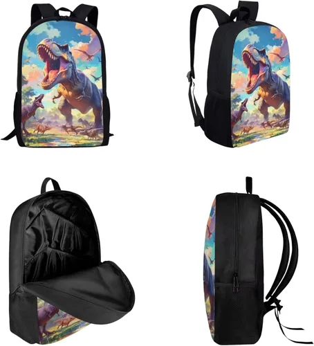 Miniatura 160 de HUGS IDEA Juego de 3 bolsas escolares con aislamiento térmico para el almuerzo, estuche para lápices