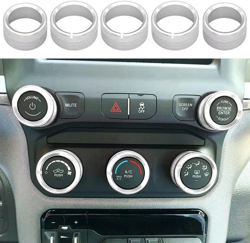 Miniatura 8 de Cubierta de perilla de radio de CA compatible con Dodge Ram 2019 2020 2021 aire acondicionado control de clima automático, interruptor
