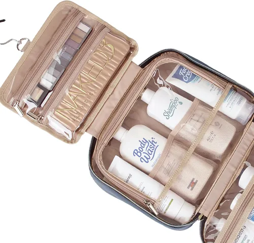 Miniatura 4 de NISHEL Neceser de viaje para mujer, organizador colgante y portátil para champú de tamaño completo, acondicionador, juego de cepillos y accesorios