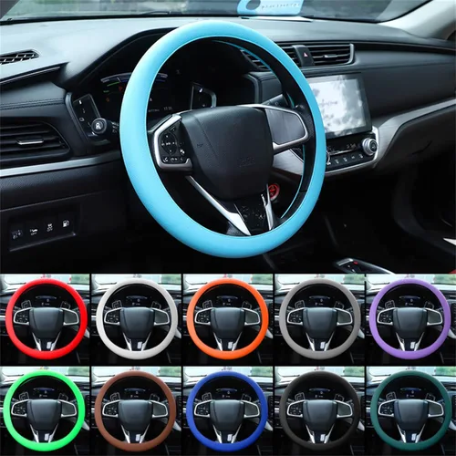 Miniatura 2 de Protector de Volante de Silicona Fresco Antideslizante, Funda Protectora de Volante, Funda Antideslizante para Volante de Coche, Funda de Volante