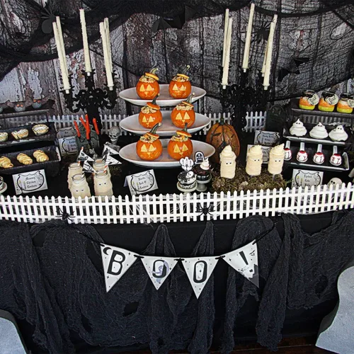 Miniatura 3 de (48 x 240 pulgadas, tela espeluznante de Halloween, espeluznante tela de queso gigante para suministros de fiesta de Halloween, decoración de pared