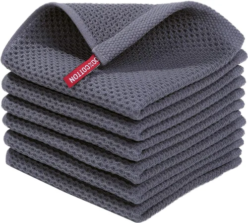 Miniatura 151 de Homaxy Paños de cocina de 100% algodón con tejido de gofre, ultra suaves, absorbentes, de secado rápido, 12 x 12 pulgadas, paquete de 6, amarillo