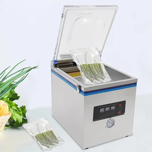 Miniatura 7 de Sellador al vacío de cámara de 110 V, máquina de envasado al vacío de acero inoxidable, potente sistema de sellado de 360 W, sellador de máquina