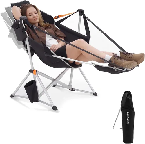 KingCamp Silla Hamaca con Reposapiés, Sillas de Camping Plegables Portátiles Oscilantes para Adultos MÁXIMO 400 libras Resistente Plegable de Gran