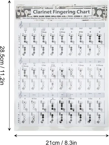 Miniatura 7 de Carta de dedos para clarinete, gráfico de dedos para clarinete, póster para principiantes, gráfico de entrenamiento de acordes con dedos, póster