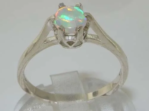 Miniatura 2 de Anillo solitario de plata de ley 925 con ópalo natural para mujer, tallas 4 a 12